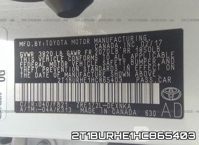 2T1BURHE1HC865403 фото 10
