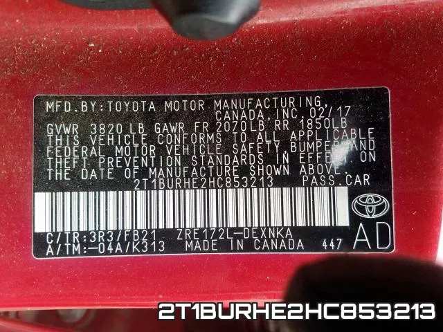 2T1BURHE2HC853213 фото 2