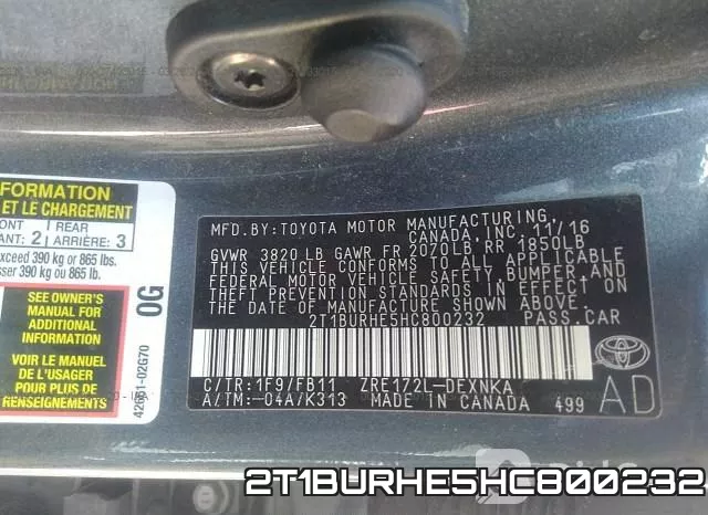 2T1BURHE5HC800232 фото 10