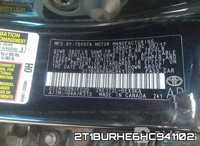 2T1BURHE6HC941102 фото 10