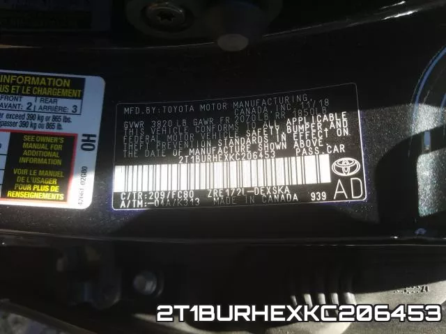 2T1BURHEXKC206453 фото 2