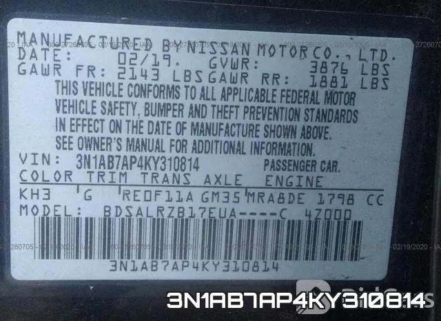 3N1AB7AP4KY310814 фото 10