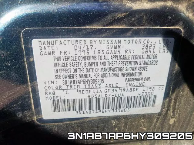 3N1AB7AP6HY309205 фото 2
