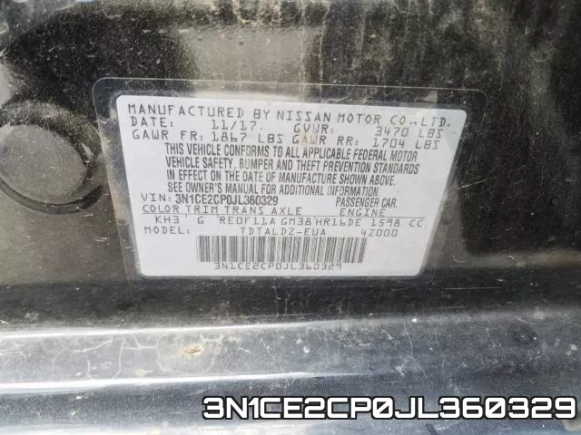 3N1CE2CP0JL360329 фото 2