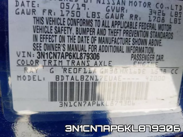 3N1CN7AP6KL879306 фото 2