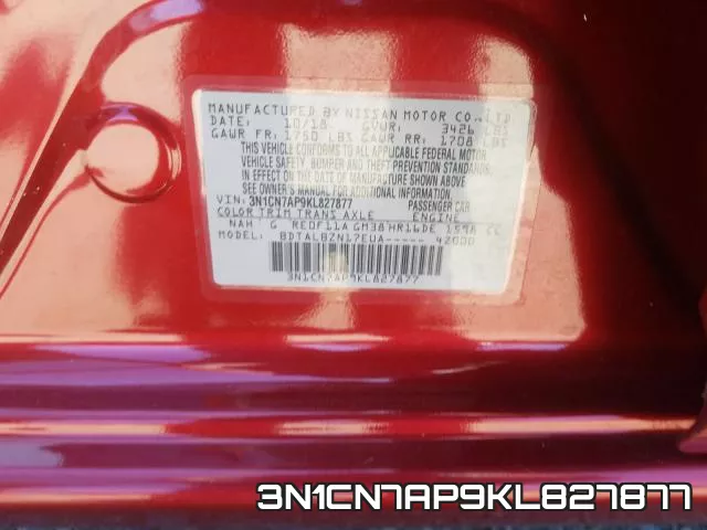 3N1CN7AP9KL827877 фото 2