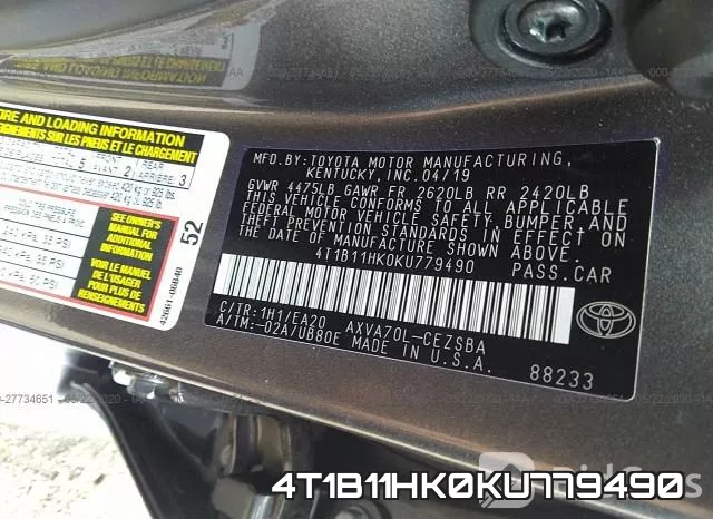 4T1B11HK0KU779490 фото 10
