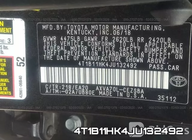 4T1B11HK4JU132492 фото 10
