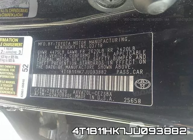 4T1B11HK7JU093882 фото 10