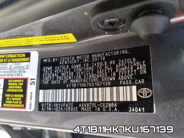 4T1B11HK7KU167139 фото 2