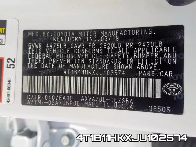 4T1B11HKXJU102574 фото 2