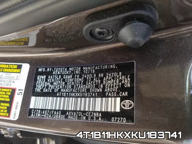 4T1B11HKXKU183741 фото 2