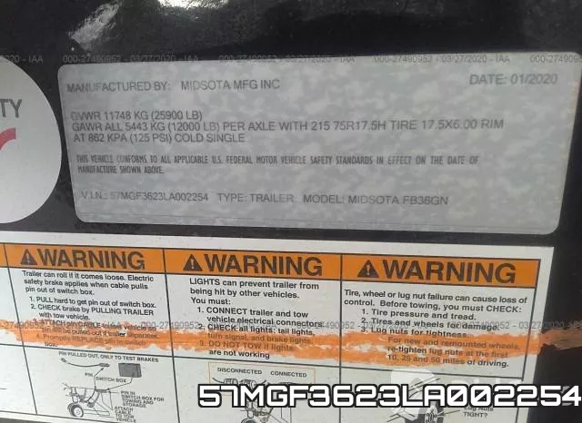 57MGF3623LA002254 фото 10