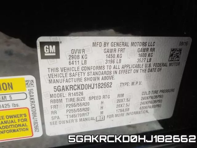 5GAKRCKD0HJ182662 фото 2