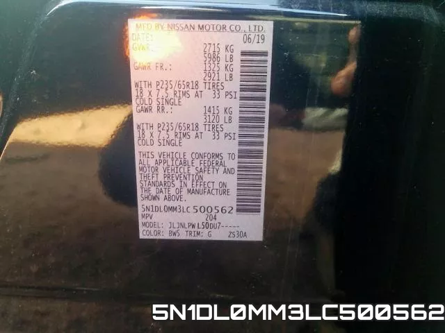 5N1DL0MM3LC500562 фото 2