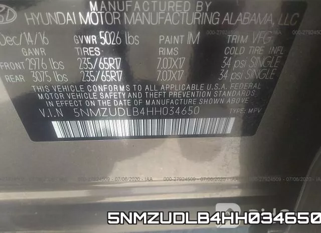 5NMZUDLB4HH034650 фото 10