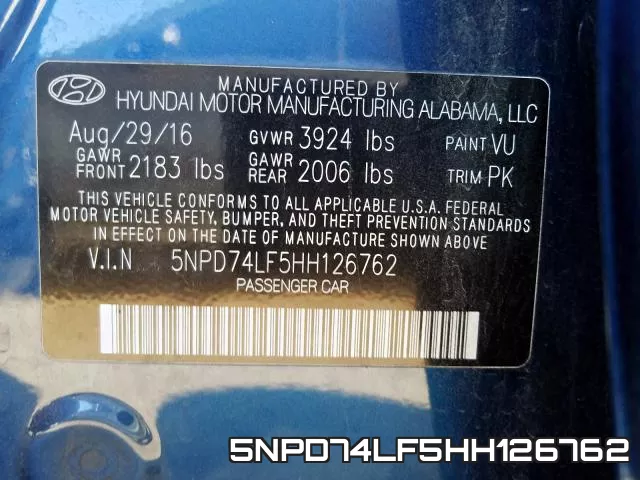 5NPD74LF5HH126762 фото 2