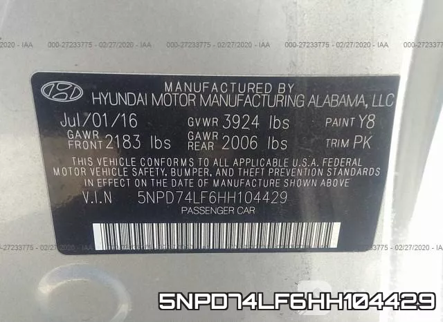 5NPD74LF6HH104429 фото 10
