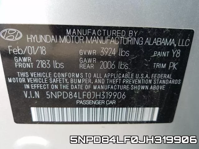 5NPD84LF0JH319906 фото 2