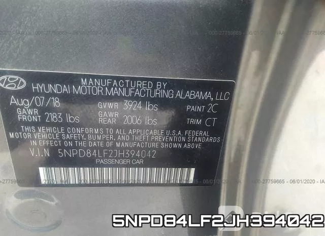 5NPD84LF2JH394042 фото 10