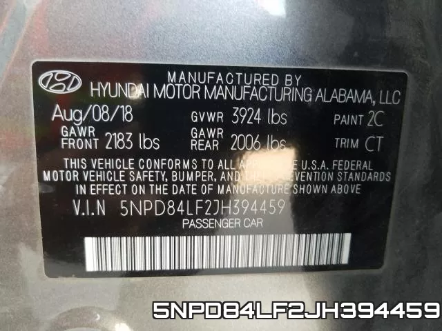 5NPD84LF2JH394459 фото 2