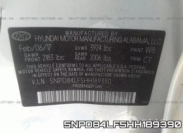 5NPD84LF5HH189390 фото 10