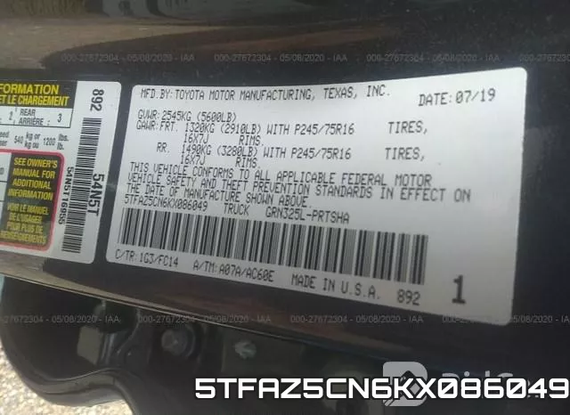 5TFAZ5CN6KX086049 фото 10
