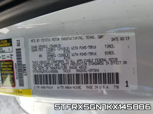 5TFRX5GN7KX145886 фото 2