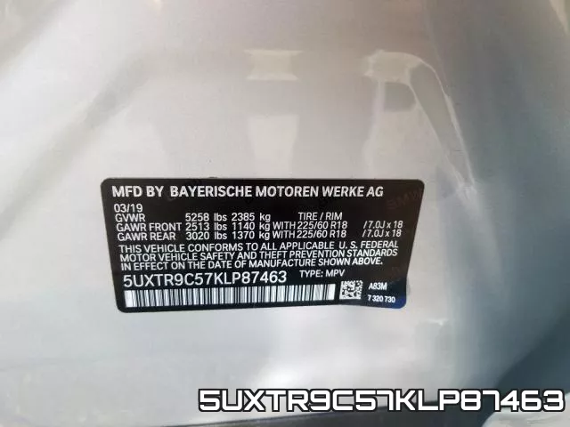 5UXTR9C57KLP87463 фото 2