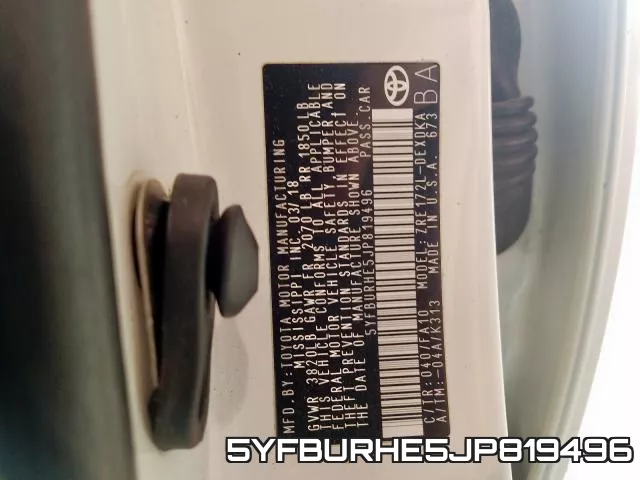 5YFBURHE5JP819496 фото 2