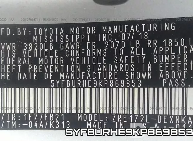5YFBURHE9KP869853 фото 9