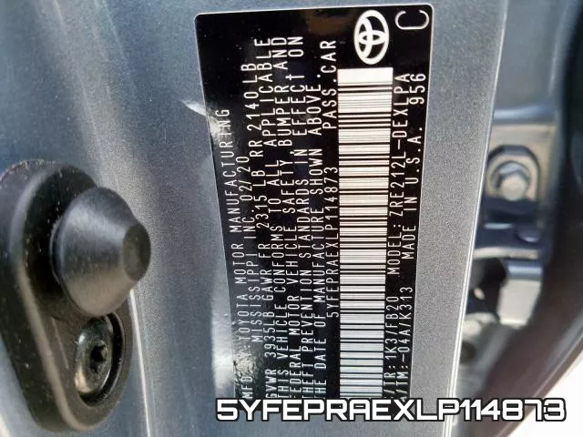 5YFEPRAEXLP114873 фото 2