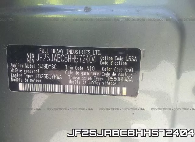 JF2SJABC8HH572404 фото 9