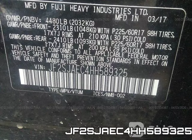 JF2SJAEC4HH589325 фото 10