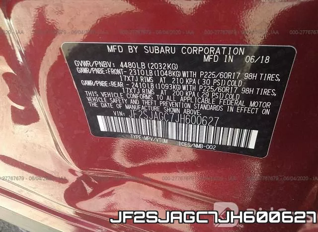 JF2SJAGC7JH600627 фото 10
