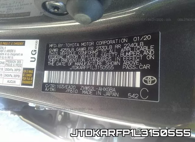JTDKARFP1L3150555 фото 10