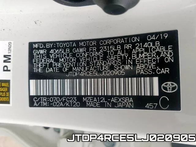 JTDP4RCE5LJ020905 фото 2