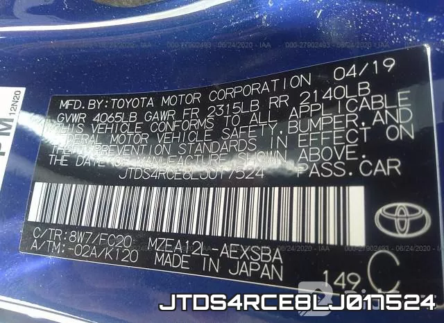 JTDS4RCE8LJ017524 фото 10