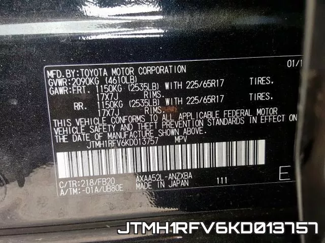 JTMH1RFV6KD013757 фото 2