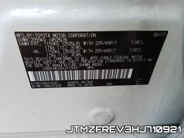 JTMZFREV3HJ710921 фото 2