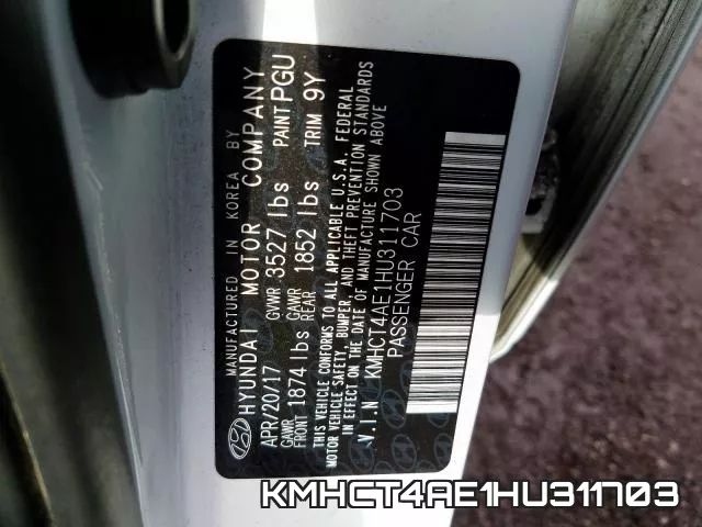 KMHCT4AE1HU311703 фото 2
