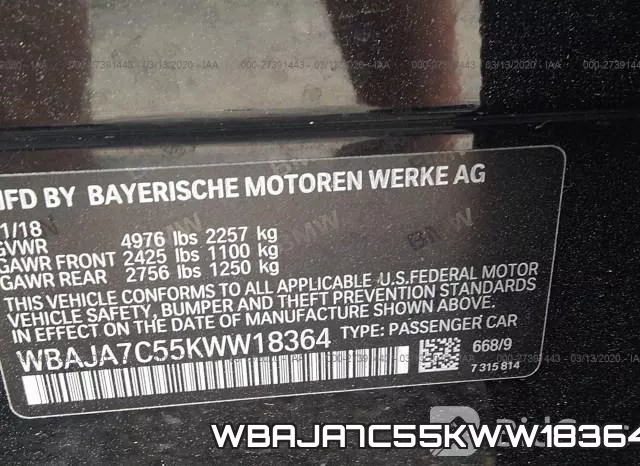 WBAJA7C55KWW18364 фото 10
