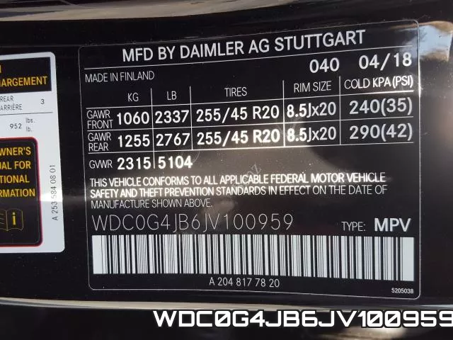 WDC0G4JB6JV100959 фото 2