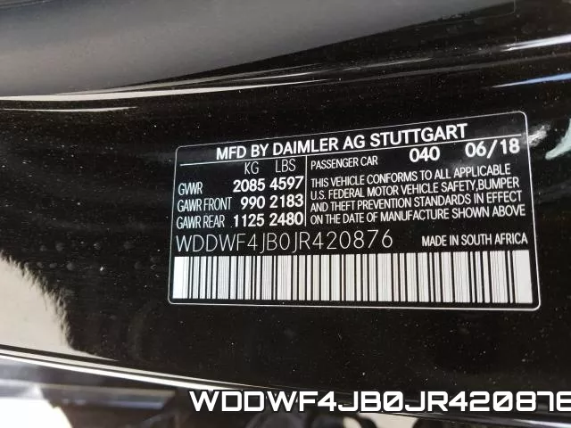 WDDWF4JB0JR420876 фото 2