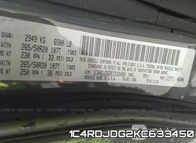 1C4RDJDG2KC633450 фото 10