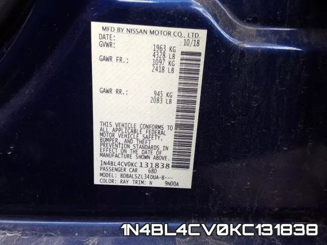 1N4BL4CV0KC131838 фото 2