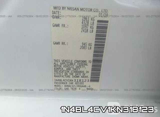 1N4BL4CV1KN318123 фото 10