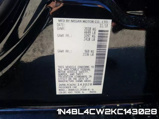 1N4BL4CW2KC143028 фото 2