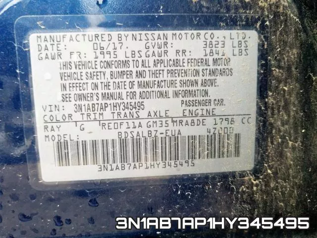 3N1AB7AP1HY345495 фото 2
