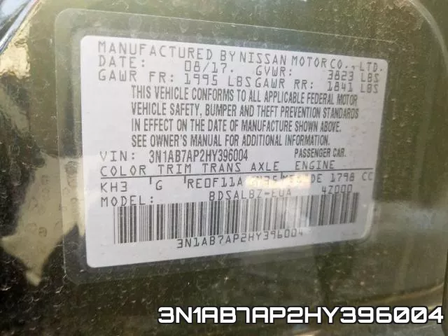3N1AB7AP2HY396004 фото 2